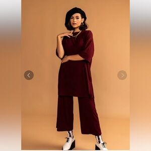 Dressed in Lala: Lex ribbed playsuit in wine, set